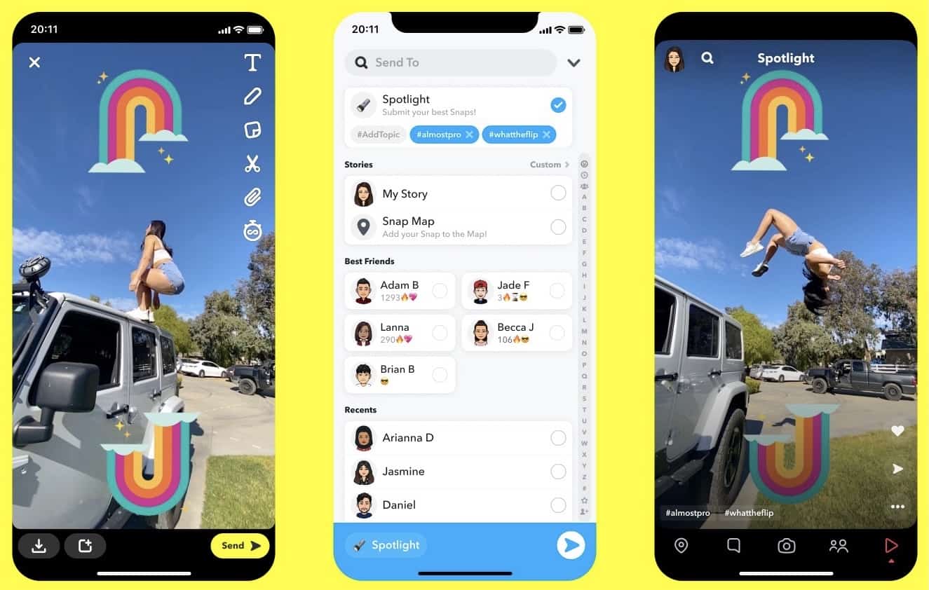 Snapchat Spotlight TikTok videos