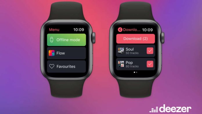 L'application Deezer sur l'Apple Watch permet de télécharger les musiques en hors-ligne.